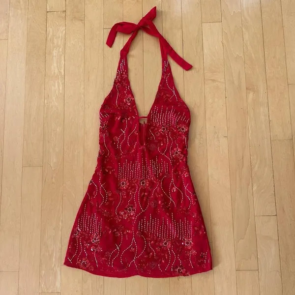 Princess Polly Telenova red sequin halter mini dress - Image 2