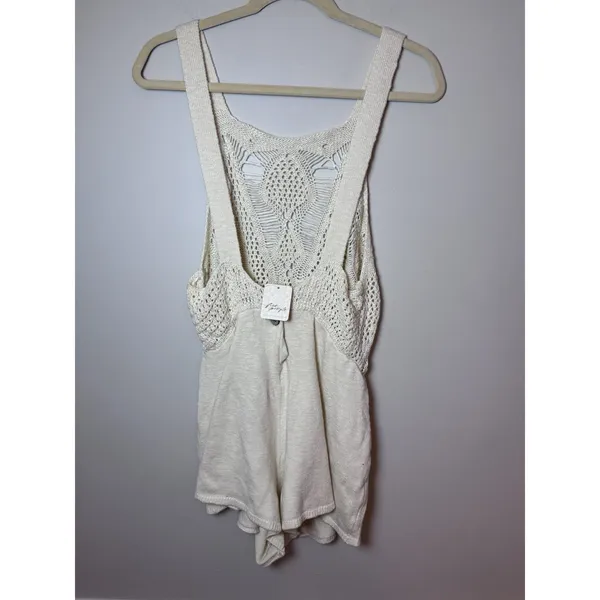 Free People Beach Irina Low Back Fauxchet Romper Medium Tofu Beach/Resort NWT - Image 3