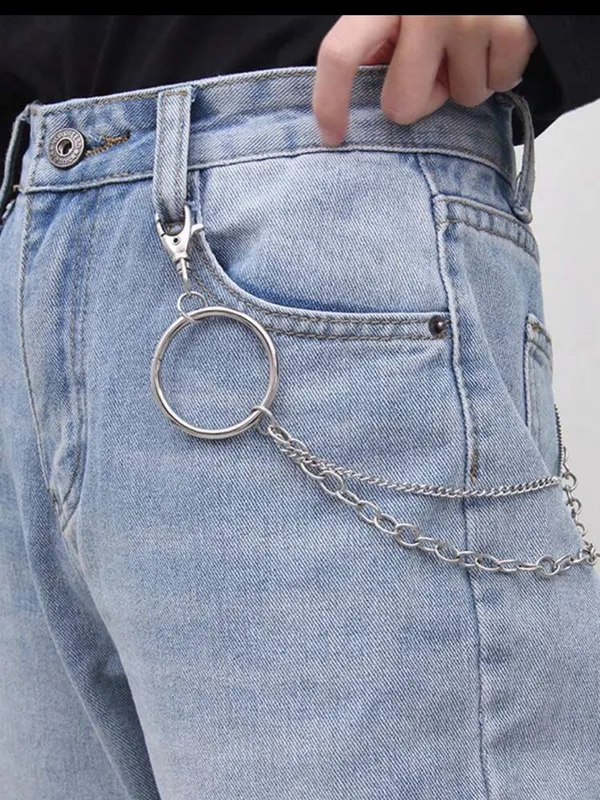 Black Grommet Belt with Silver Chain Accent New - Image 6