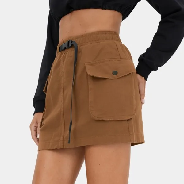 Halara Elastic Waistband Adjustable Side Pocket Mini Cargo Casual Skirt Meerkat - Image 9