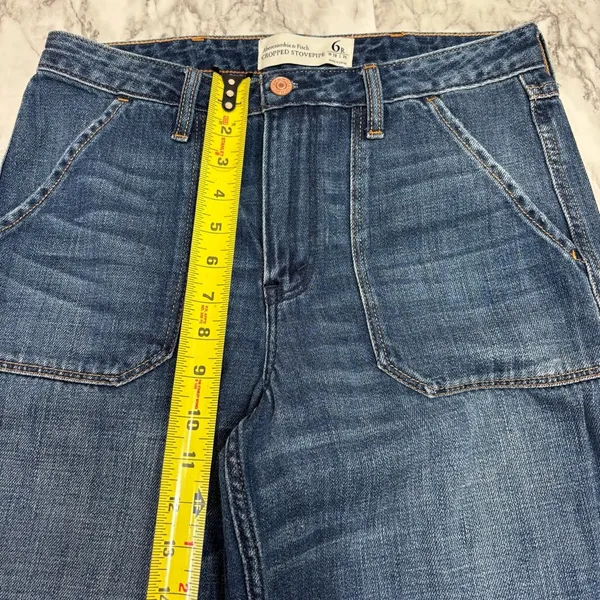 Abercrombie Fitch Stovepipe Jean Womens 28 / 6 Cropped Released Hem Wide Leg Y2K - Image 4