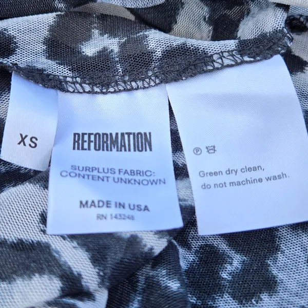 Reformation Leopard Black White Long Sleeve Mesh Top XS - Image 7