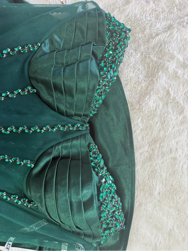 Portia & Scarlett Emerald Velvet Beaded Corset Gown Formal Dress L NWT - Image 13