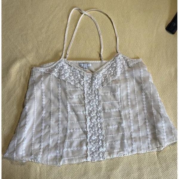American Eagle Cami Size L Cream Crochet Mech Ethereal Fairy - Image 2