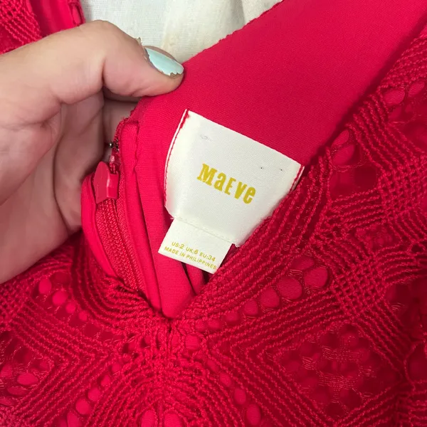 Anthropologie Maeve Camari Red Lace Column Dress - Image 7