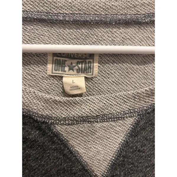 Converse One Star Womens Gray Colorblock Raglan 3/4 Sleeve Baseball Tee Large‎ - Image 4