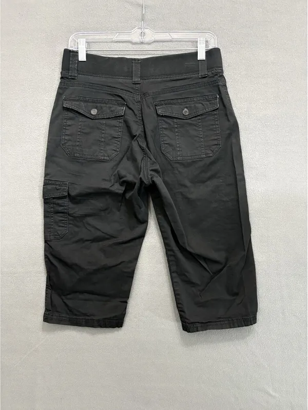Lee Women's Black Cargo Capri Pants Size 4 Twill Cotton Stretch Mid Rise Pockets - Image 3