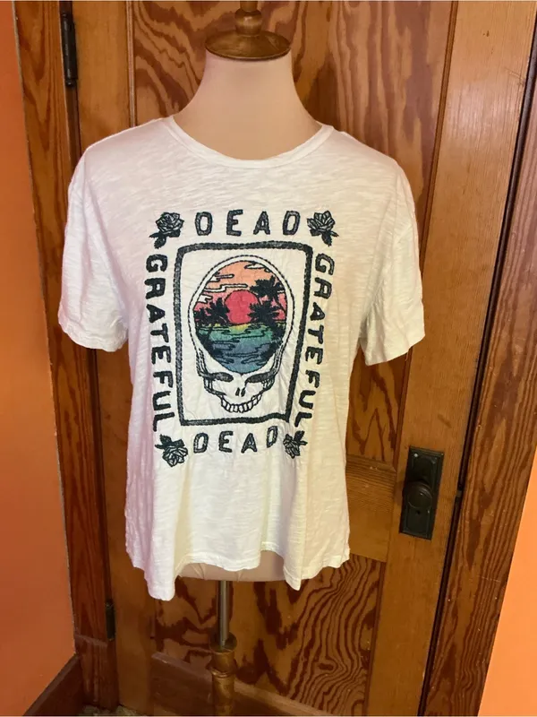 Grateful Dead Lucky Brand Embroidered Steal Your Face T Shirt Medium Cotton - Image 5