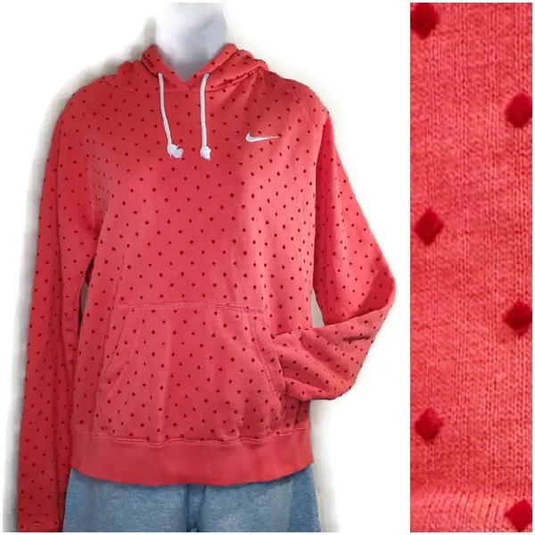 Nike Coral Polka Dot Long Sleeve Hoodie Medium - Image 3
