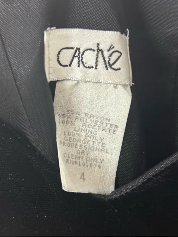 Vintage Cache Gown Dress Black Zip Up Back Spaghetti Strap Womens Size 4 - Image 4