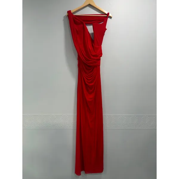 Deme by Gabriella Adrianna Romantic Draped Ethereal Formal Dress NWT Red S $405 - Image 2