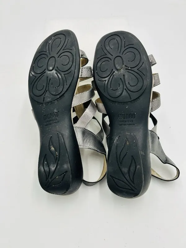 Munro American Darian Silver Elastic Strappy Slingback Sandals Shimmer Sz 9M - Image 9