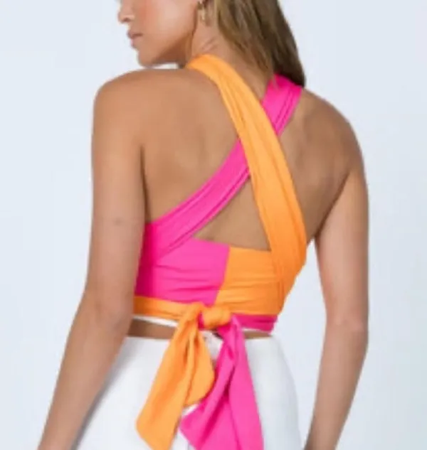 Princess Polly Alessia Top Spliced Pink/Orange - Image 2