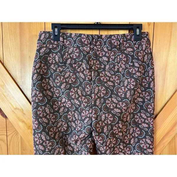Anthropologie The Essential Slim Pant Brown Motif Floral Ankle Womens Size 4 nwt - Image 7