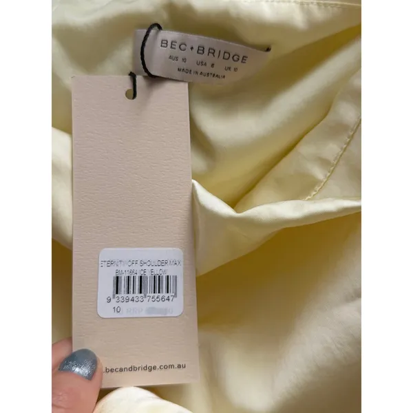 Bec + Bridge Eternity Off Shoulder Maxi Dress in Ice Yellow Size 6 NWT - Image 6