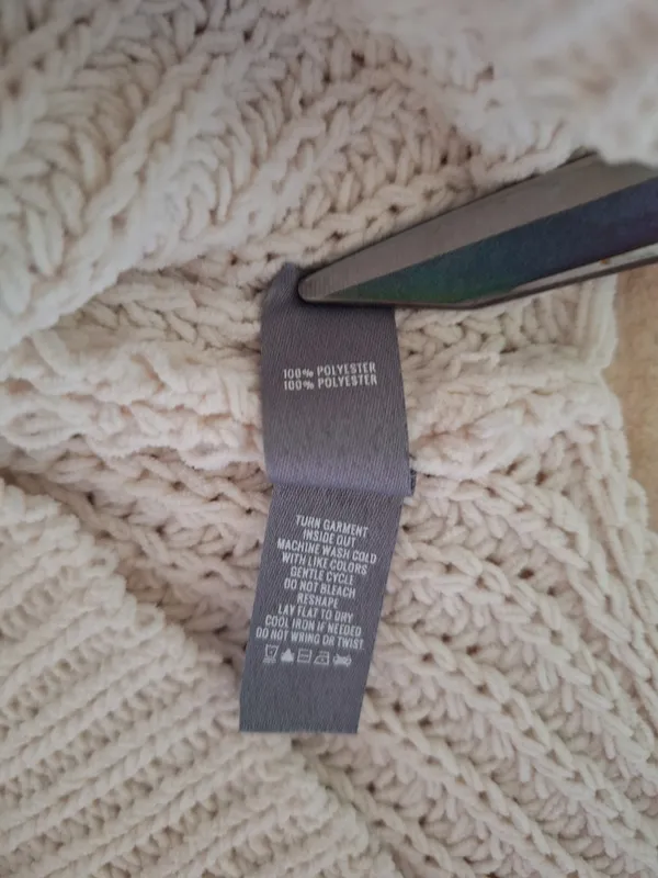 Aerie Cream Chenille Textured Knit Mock Neck Oversized Sweater Size S - Image 4