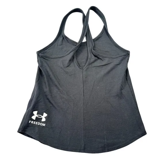 Under Armour Patriotic Flag Freedom Tank Top Black Red‎ White Blue Logo Gym Run - Image 7