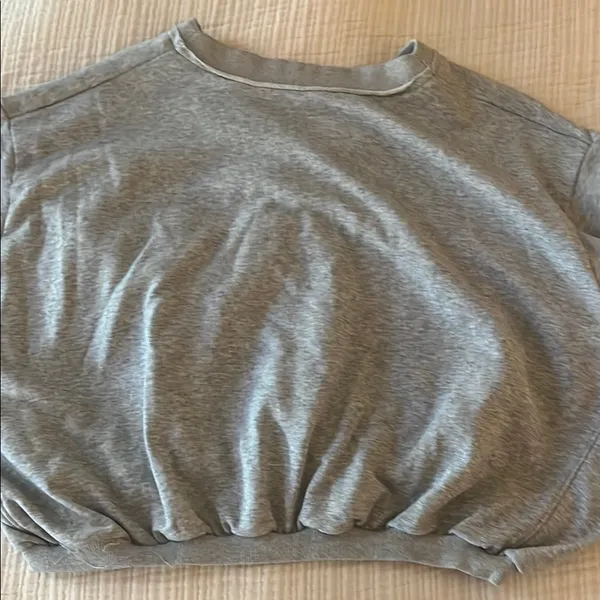 Altar'd State Gray V-Neck Cropped Sweatshirt - Image 2