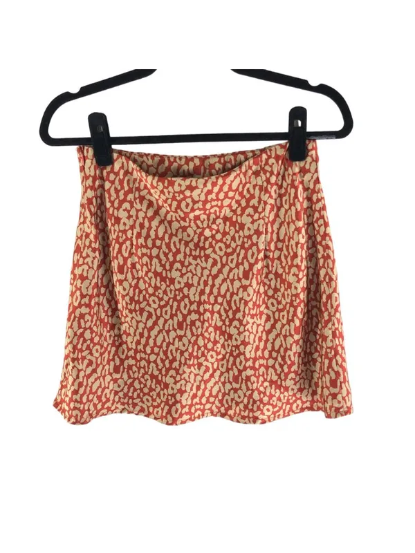 Princess Polly Mini Skirt Satin Leopard Print Orange 6 - Image 2