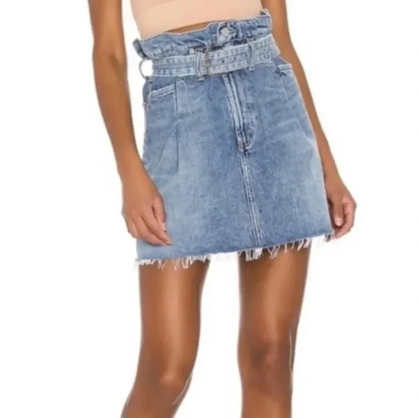 AGOLDE 90's Denim Mini Jean Skirt High Waisted Blue Cotton Festival Size 24 - Image 3