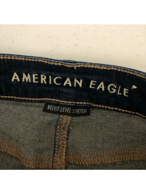 American Eagle Womens Jeans Hi-Rise Jegging Dark Wash Distressed Stretch 4 - Image 3
