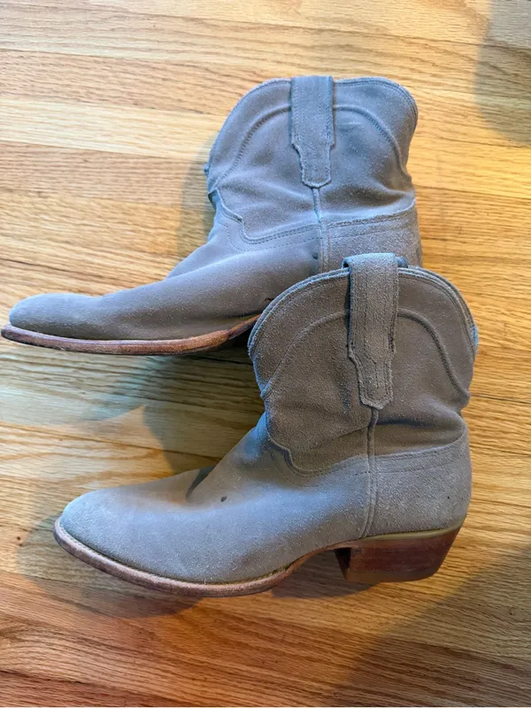 Tecovas Grey Suede Western Ankle Boots - Image 5
