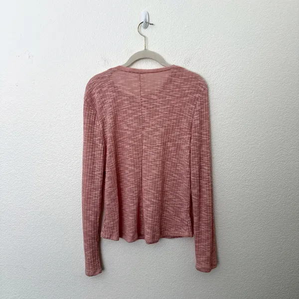 [Free People] Blush Pink Ribbed Knit Aura Layering Long Sleeve Top Crew Neck XL - Image 3