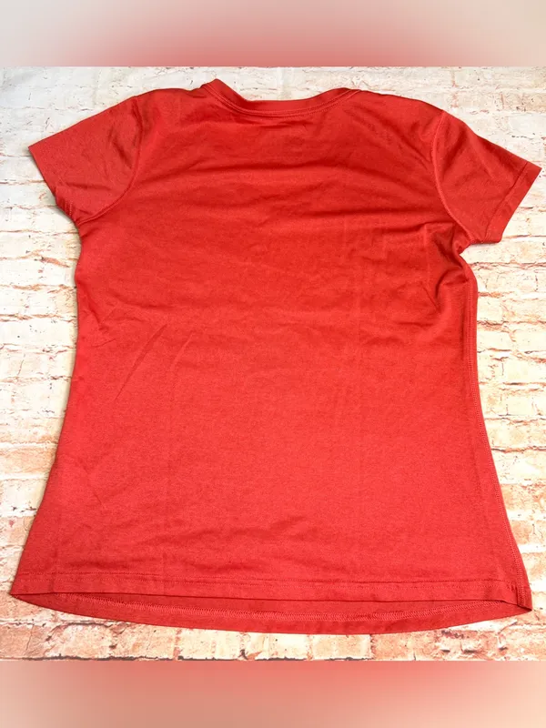 Nike Dri-Fit Orange/ Red loose fit V-Neck Workout Tee Shirt - Image 5