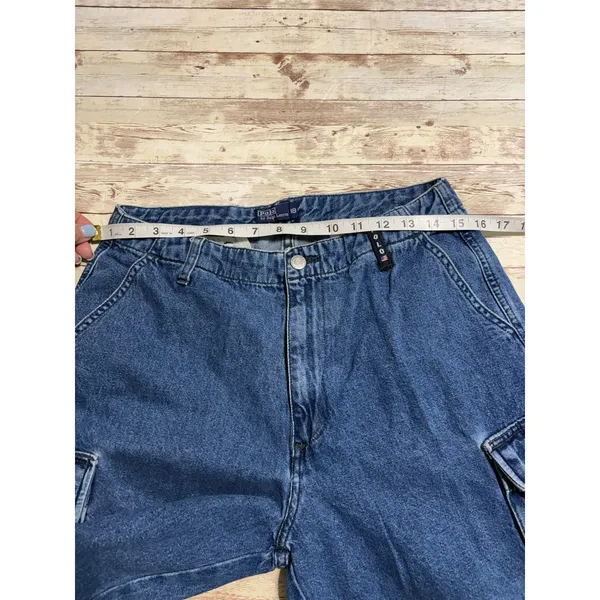 Vintage Polo Ralph Lauren Cargo Denim Shorts Jean Women's Plus Size 18 - Image 7