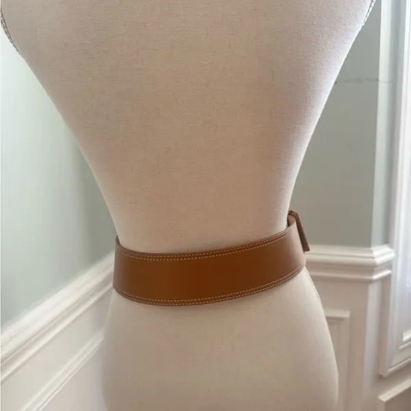Veronica Beard Corin Brown Belt clear acrylic buckle Large - Image 3