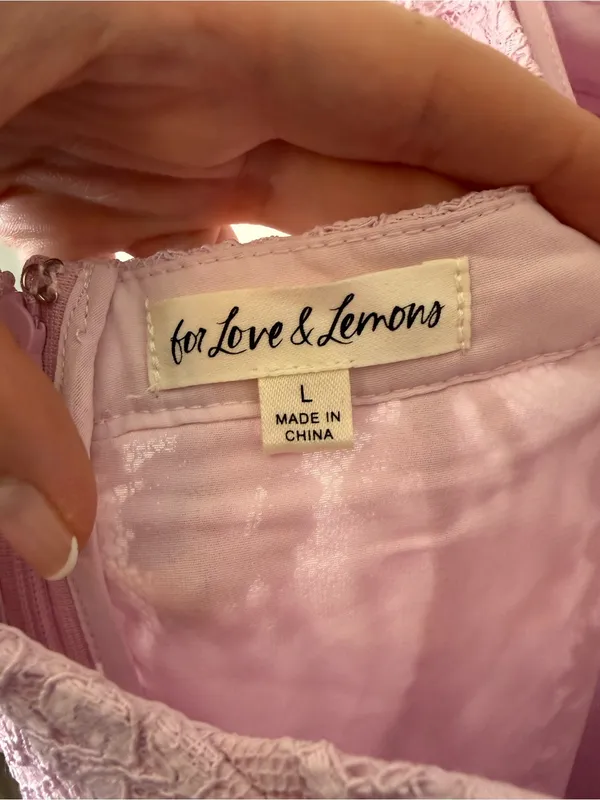 For Love & Lemons Carmela Mini Dress Lace Light Pink Large - Image 6