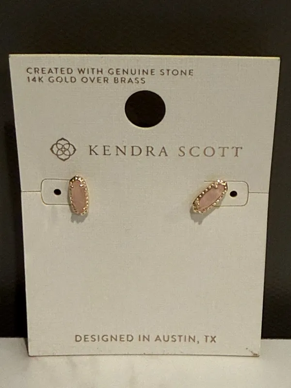 Kendra Scott Pink Stone Oval Stud Earrings New - Image 2