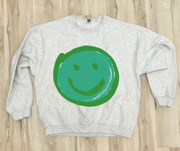 NEW / Green smiley face sweatshirt - custom - Image 4