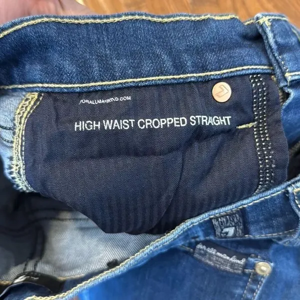 7 for all mankind Josephine high rise straight crop chewed hem jeans 27 - Image 5