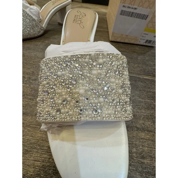 Jewel Badgley Mischka Women Della Evening Slide Sandals Size 7.5 White - Image 10