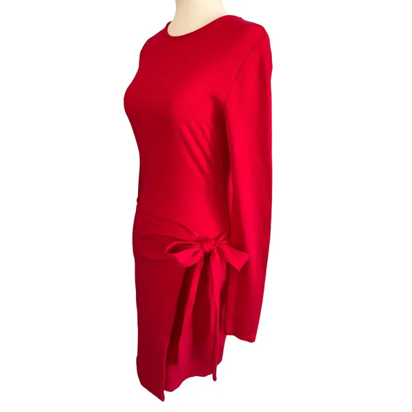 VICI‎ Red Long Sleeve Faux Wrap Side Tie Mini Dress DD7228VC Womens Medium - Image 4