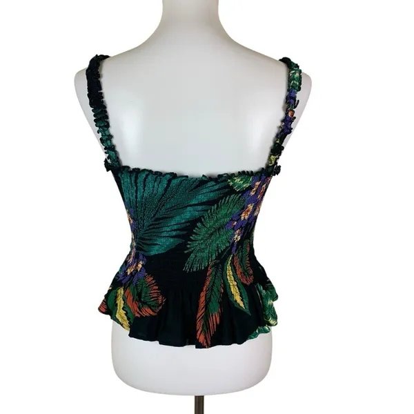 Patrons Of Peace Tropical Smocked Peplum Crop Top Festival Boho Indie‎ Medium - Image 3