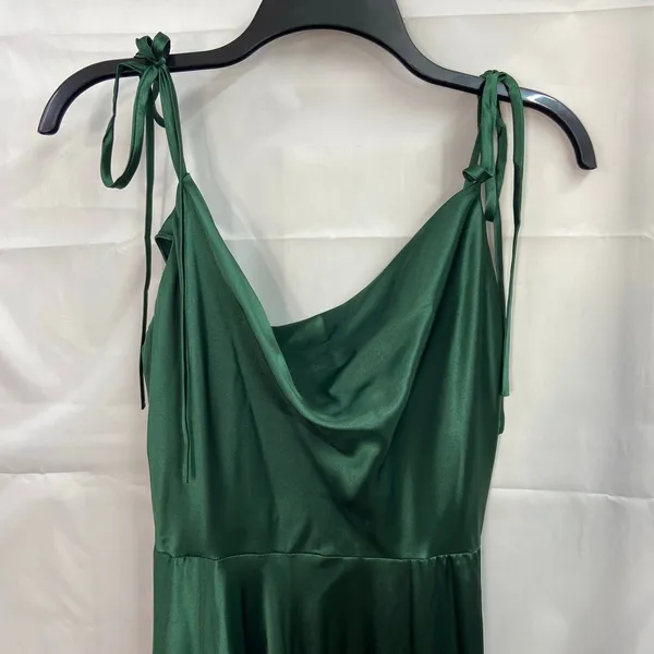 Ladivine by Cinderella Divine women's‎ emerald satin cowl maxi formal gown dress - Image 2