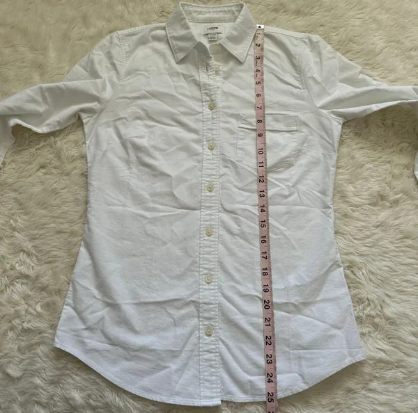 J. Crew Factory Top Petite Button-Up Oxford Shirt in Signature Fit White PXS NWT - Image 10