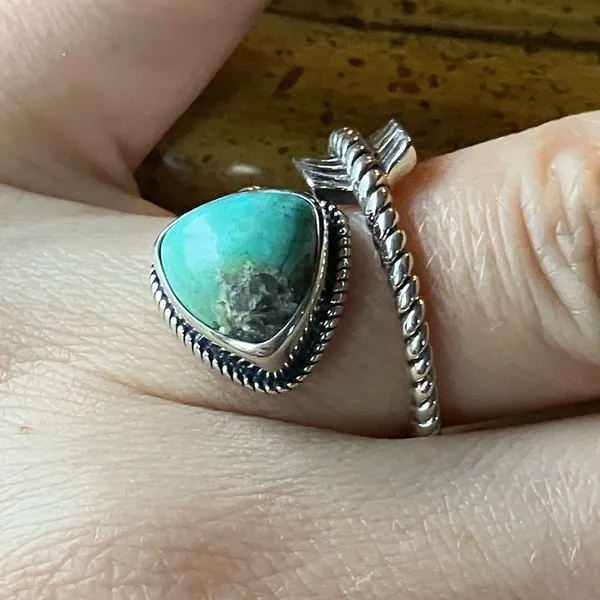 Royston Turquoise Sterling Silver Arrow Ring Size 7 Blue - Image 2