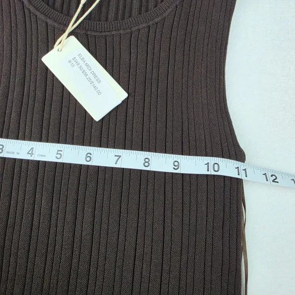 Z SUPPLY NWT Elba Midi Dress Brown Ribbed Knit Sleeveless Crew Neck Small - Image 6