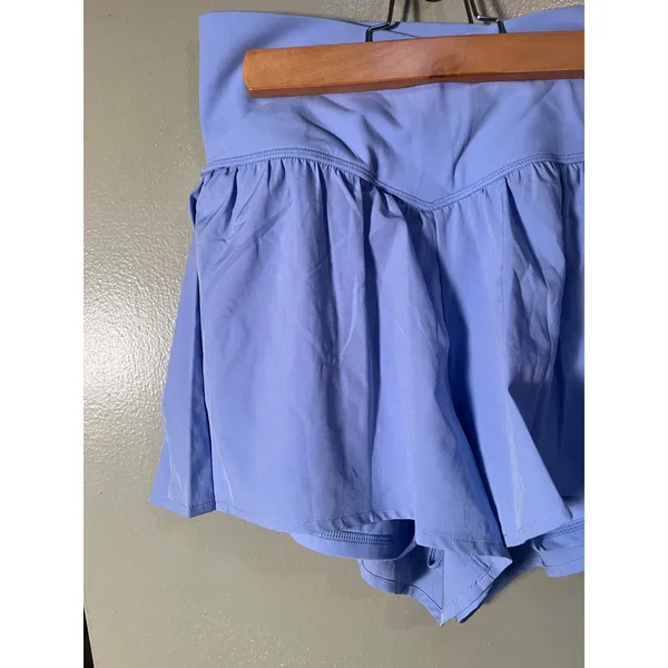 JoyLab Women's Size Medium Pleated Side Woven Shorts Periwinkle Blue Pockets - Image 5