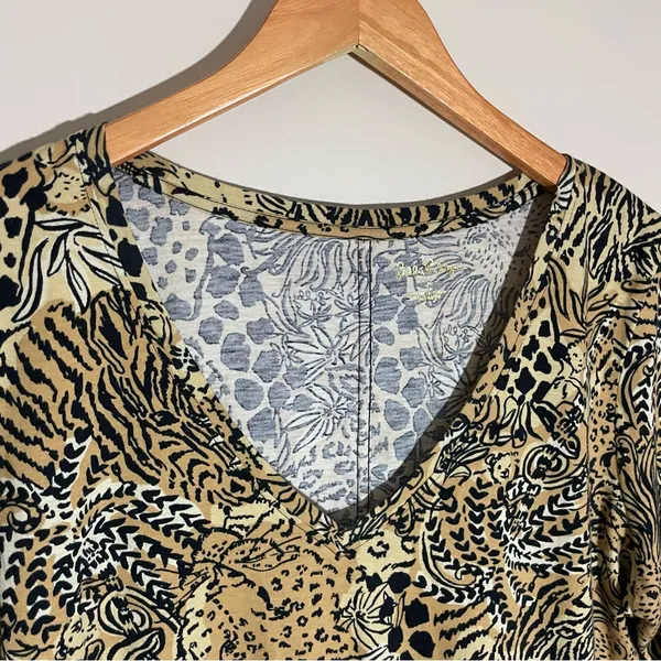 Lilly Pulitzer Tessa 3/4 Sleeve V-Neck Dress Rattan Walk On The Wild Side - Image 5
