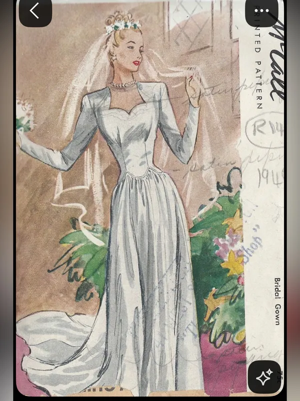 1940s ruched front wedding dress - Image 9