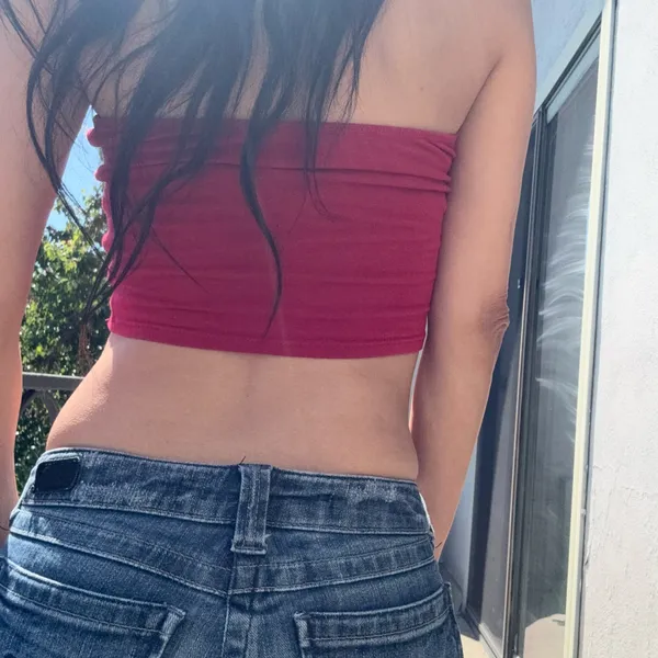 🔥 Y2K Red “ALL GIRLS” Graphic Bandeau Tube Top 🔥 Soft Stretchy Minimalist Streetwear 💋 - Image 2