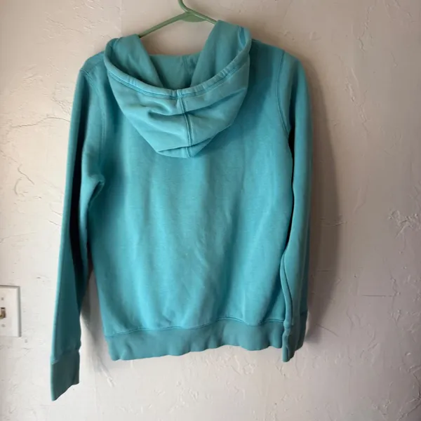 Jansport Vintage 90s‎ Y2k Teal Blue Pullover Hoodie Sweatshirt Logo Women's L - Image 8