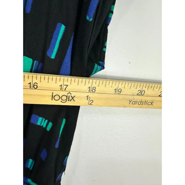 APT.9 Maxi Dress Womens Small Black Geometric‎ Short Sleeve Office Chic Artsy - Image 5