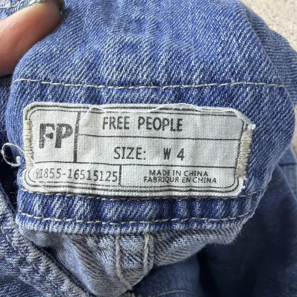 Women's Free People Size 4 Denim Overall Skirt Cut Off‎ - Image 3