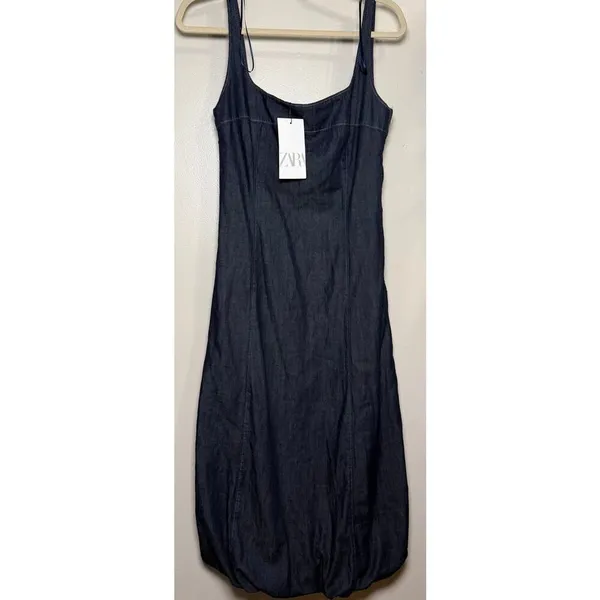 NWT Zara Denim Sleeveless Bubble Dress Women’s Size S - Image 5