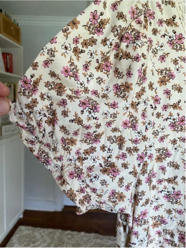 Celebrity‎ Pink Floral Mini Dress Coquette Milkmaid Babydoll Cottagecore XL Boho - Image 5